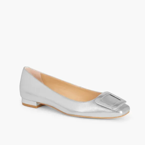 Talbots Sutton buckle silver metallic flats size 8 - Picture 13 of 13